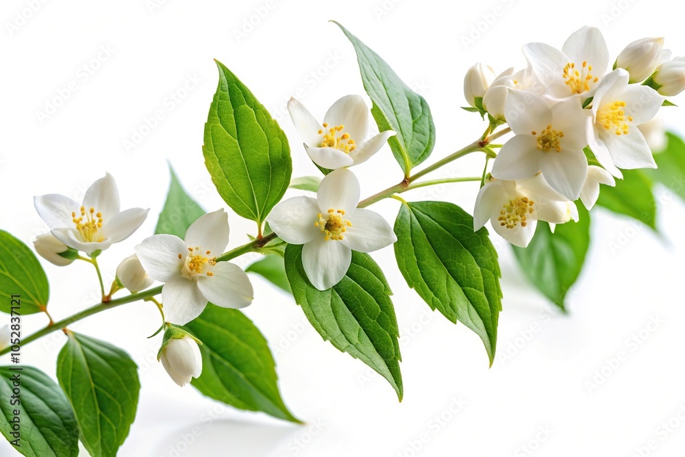Obraz premium Minimalist jasmine branches isolated on white background