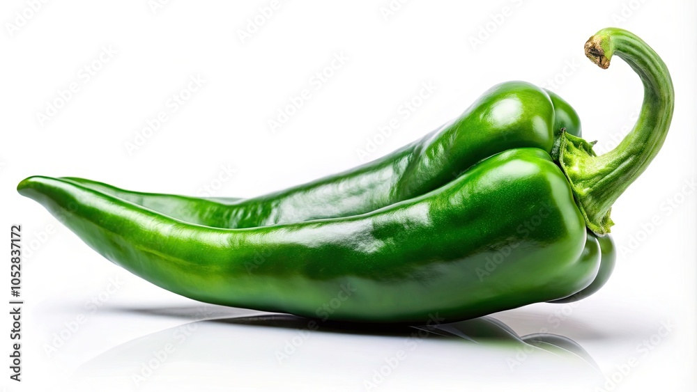 Fresh Spicy Green Chile Pepper Isolated on White Background for Culinary Use, Recipes, and Spicy Dishes Fresh Spicy Green Chile Pepper Isolated on White Background for Culinary Use, Recipes, and Spicy Dishes