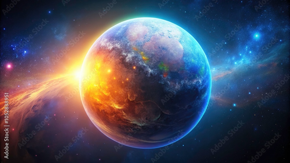 Obraz premium Isolated Planet in Night Sky, Ethereal Glow, Generative AI Artwork, Cosmic Beauty, Astronomical Wonder, Space Exploration, Minimalist Design, Celestial Sphere, Digital Art, Night Photography
