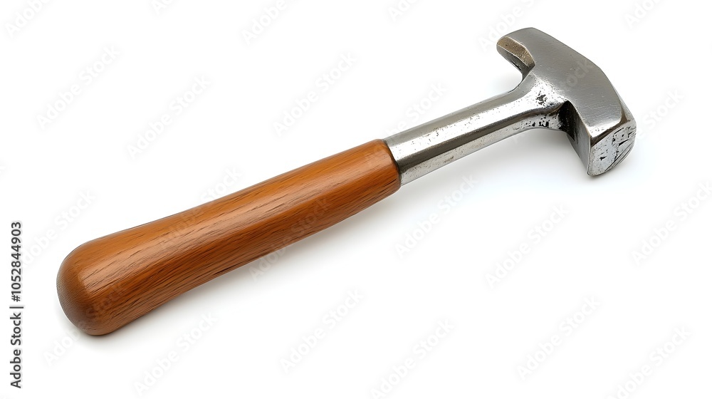 Metallic Hammer on Plain White Background with Studio Lighting Metallic Hammer on Plain White Background with Studio Lighting