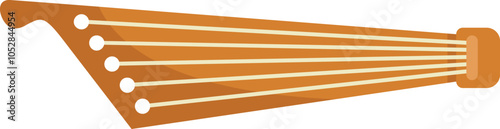 This is a traditional wooden stringed plucked musical instrument with a flat resonator body