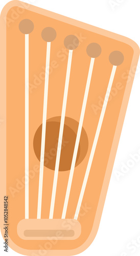 Gusli, a traditional russian string musical instrument, depicted in cartoon style
