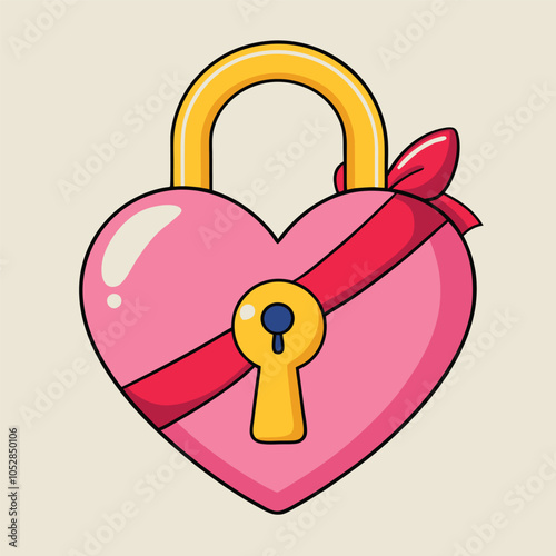 Heart-shaped locks vector icon with Transparent Background Clipart.