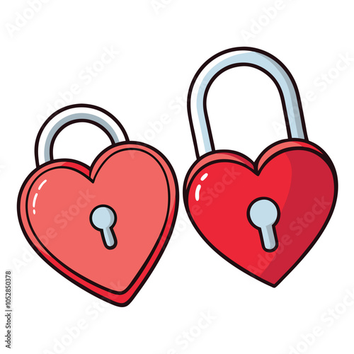 Heart-shaped locks vector icon with Transparent Background Clipart.