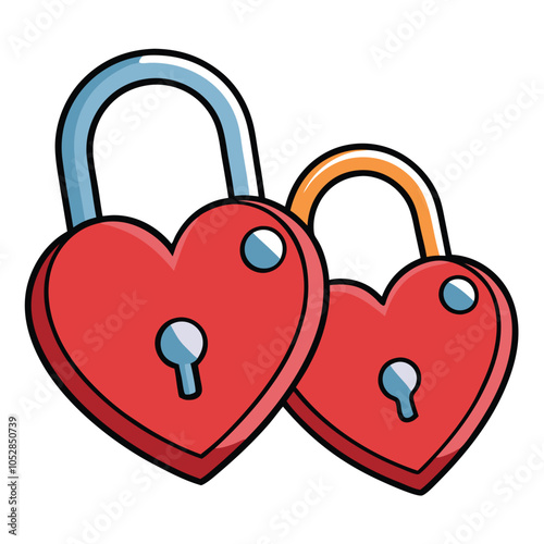 Heart-shaped locks vector icon with Transparent Background Clipart.