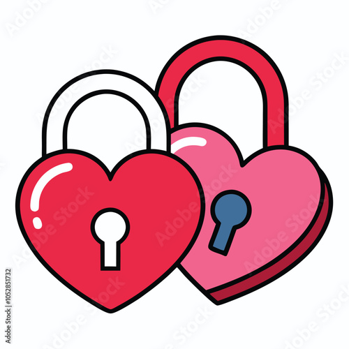 Heart-shaped locks vector icon with Transparent Background Clipart.