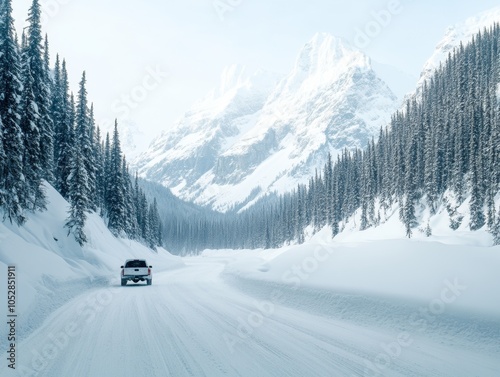 Large Christmas tree in American national park covered in snow