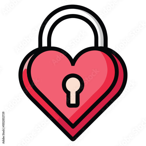 Heart-shaped locks vector icon with Transparent Background Clipart.