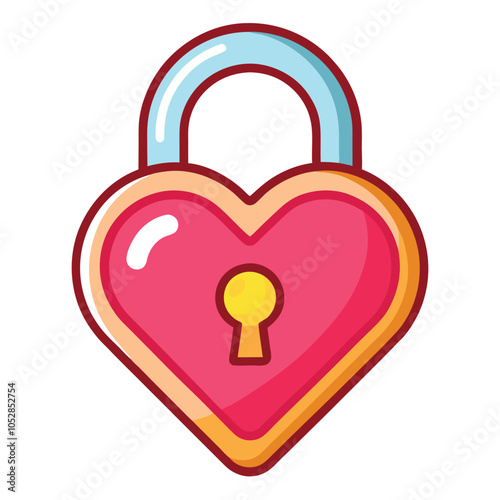 Heart-shaped locks vector icon with Transparent Background Clipart.