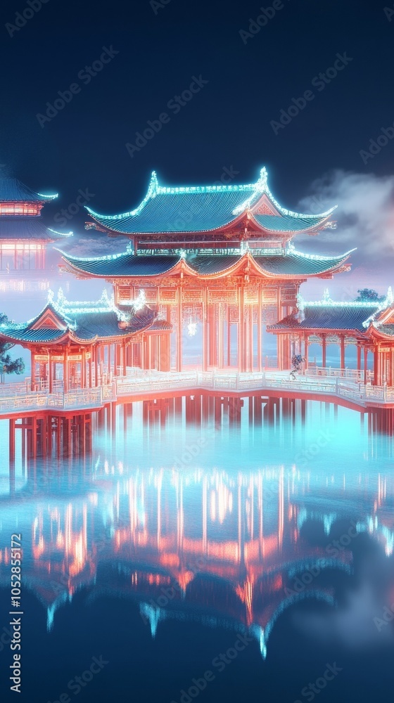 Fototapeta premium view of chinese temple