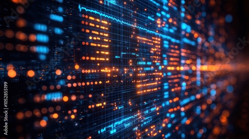 Wallpaper Mural Abstract digital visualization with glowing blue and orange elements. Torontodigital.ca