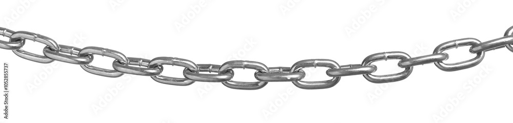Obraz premium One common metal chain on white background