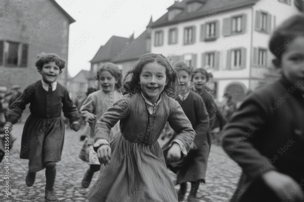 Early 20th century life:A nostalgic depiction of village and town streets, interactions of people, quiet rhythm of life in early 1900s, framed by architecture, culture of time. Early 20th century life:A nostalgic depiction of village and town streets, interactions of people, quiet rhythm of life in early 1900s, framed by architecture, culture of time.