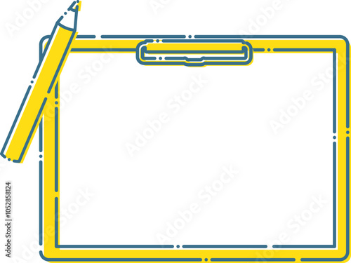 バインダーにクリップで留めたメモ用紙と鉛筆