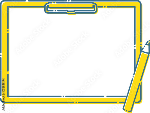 バインダーにクリップで留めたメモ用紙と鉛筆