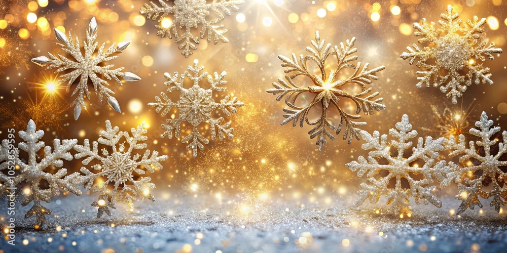 Festive holiday background with sparkling snowflakes and sequins, holiday, festive, background, snowflakes, sequins Festive holiday background with sparkling snowflakes and sequins, holiday, festive, background, snowflakes, sequins