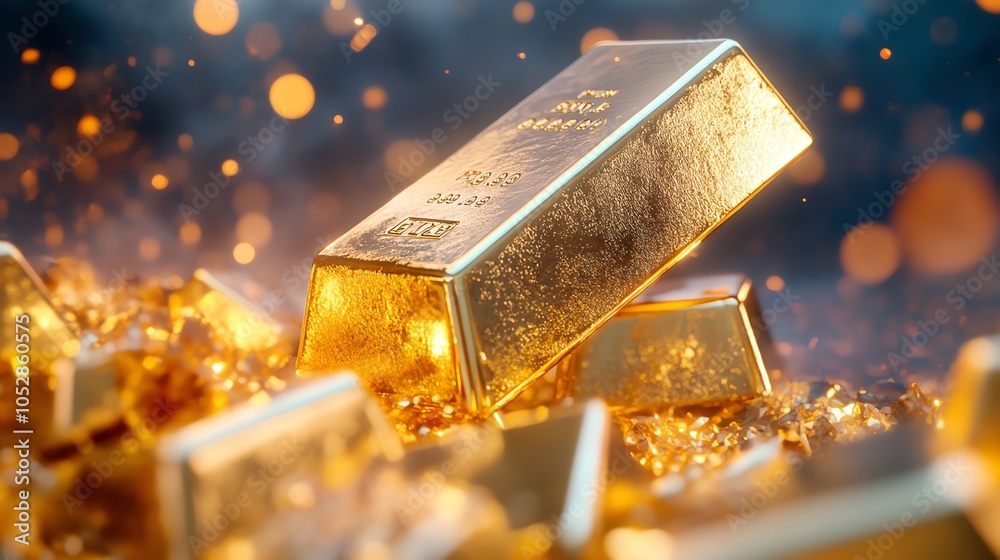 Highangle view of gold bullion with inflation heat waves in the background, representing the steady value of gold during inflation Highangle view of gold bullion with inflation heat waves in the background, representing the steady value of gold during inflation