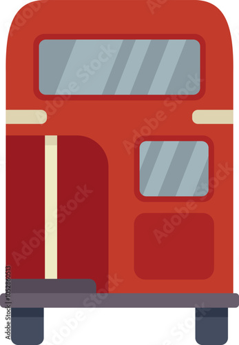 Simple vector illustration of the back of a red double decker bus, a popular mode of transportation in london