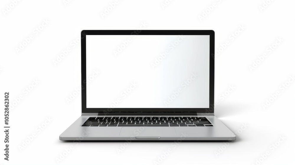 Laptop with blank empty white screen display mock-up, isolated on white background Laptop with blank empty white screen display mock-up, isolated on white background