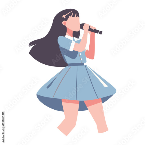 Female Singer Performing with Microphone on Stage