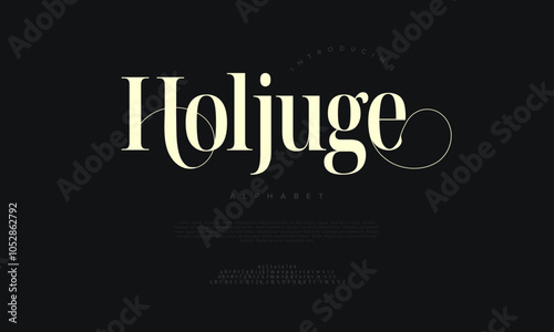 Holjug typography beauty fashion elegant minimalist serif italic fonts decorative wedding vintage retro logos. Minimal luxury font alphabet logo. Vector illustration