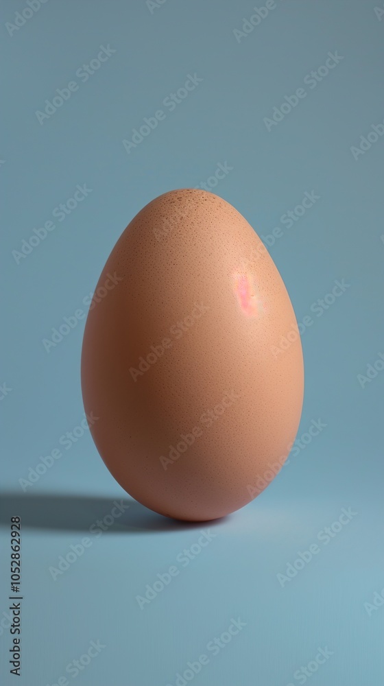 Single Brown Egg on Blue Background - Minimalist Food Photography Single Brown Egg on Blue Background - Minimalist Food Photography