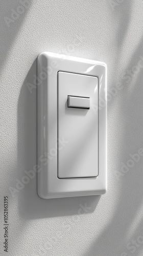 White light switch on a white wall with light shadows.