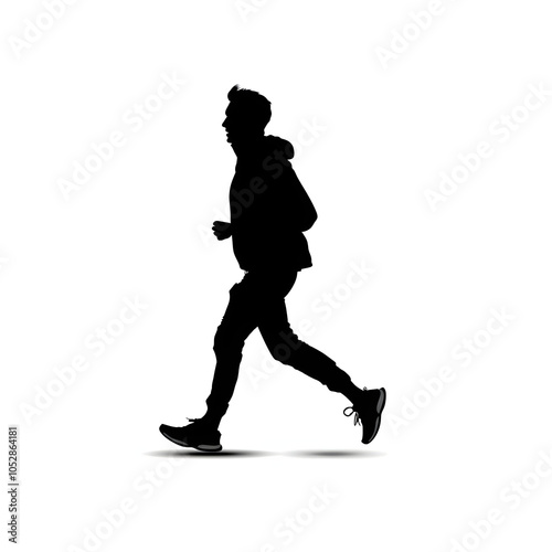 silhouette of a man running with white shades, png