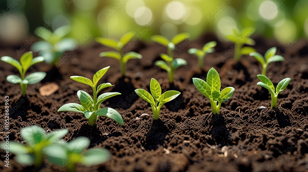 Concept of plants growing in the garden, eco concept Concept of plants growing in the garden, eco concept