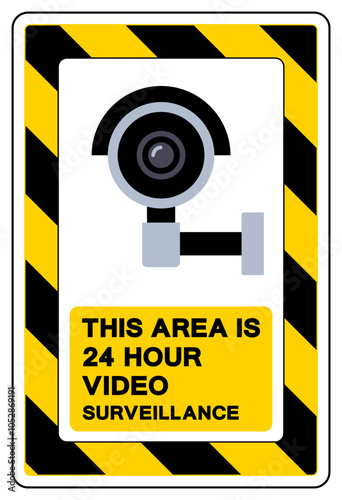 This Area Is 24 Hour Video Surveillance Symbol Sign, Vector Illustration, Isolate On White Background Label. EPS10