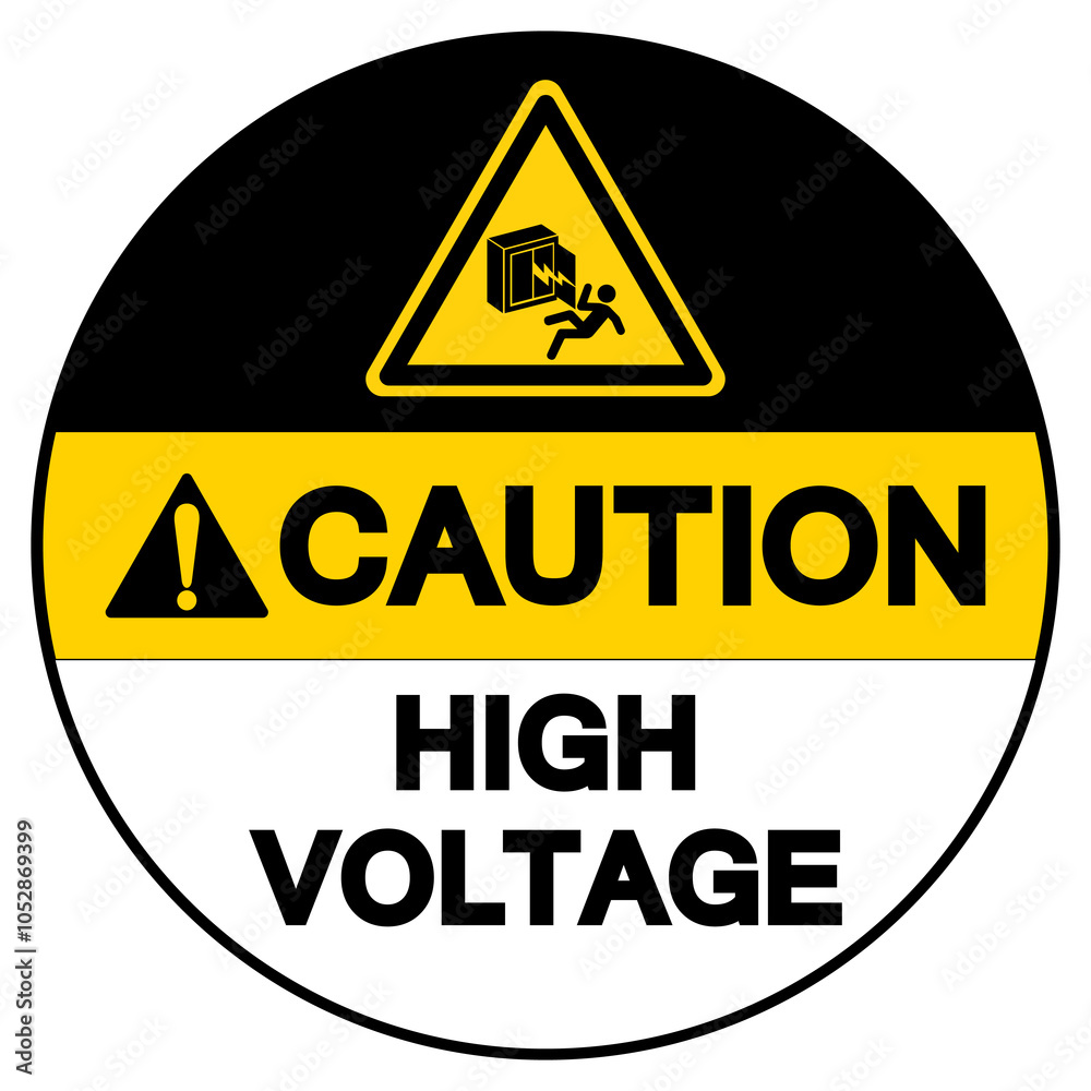 Obraz premium Caution High Voltage Symbol Sign, Vector Illustration, Isolated On White Background Label. EPS10