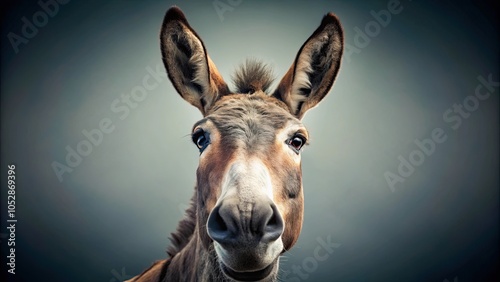 Fototapeta Naklejka Na Ścianę i Meble -  Stupid donkey face isolated on background, donkey, stupid, face, animal, humor, isolated,background, silly, funny