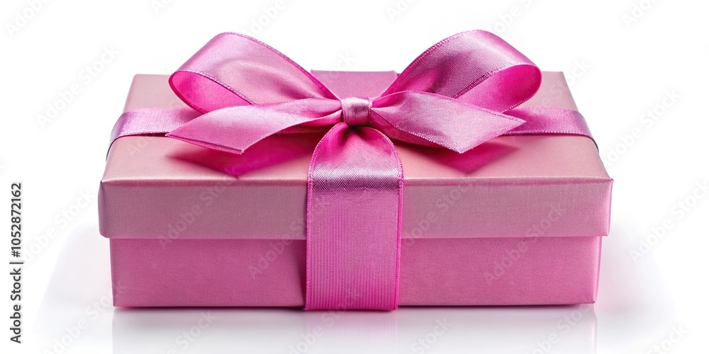 Pink gift box with bow isolated on white background