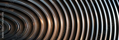 Abstract circular pattern with concentric rings, metallic texture, gray, steel. photo