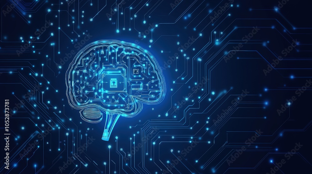 Obraz premium Futuristic Artificial Intelligence Chip with a Security Lock and Electric Lines Surrounding It, Featuring the Words 'Encrypt Everything' in Bold Blue Color, Symbolizing Advanced Technology and Data 