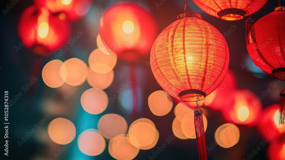 Lantern Festival celebration, red lanterns floating in the night sky, bright and symbolic, focus on joy and tradition, ideal for stock photography, Lantern Festival celebration, red lanterns floating in the night sky, bright and symbolic, focus on joy and tradition, ideal for stock photography,