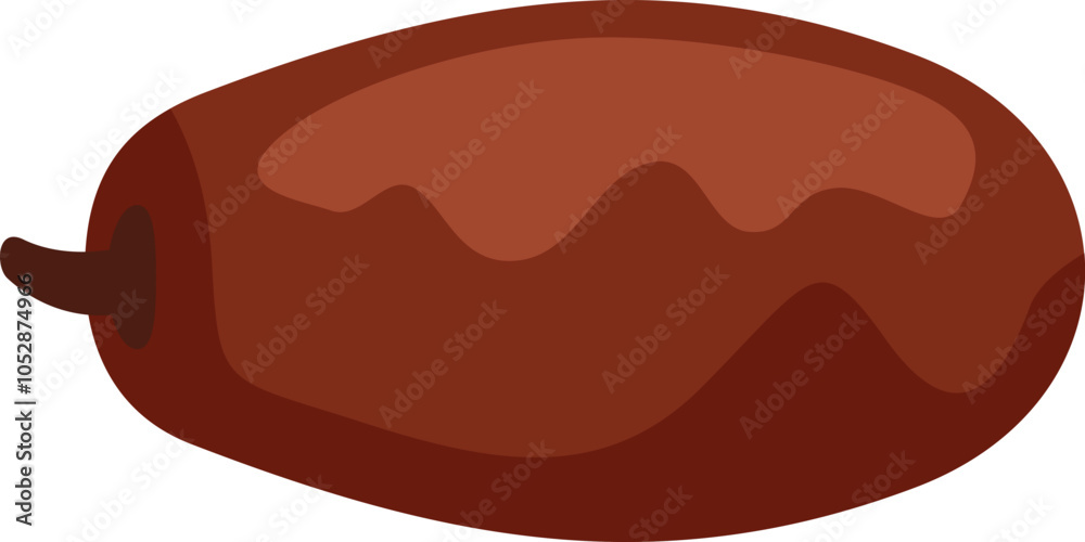 This vector illustration features a single, ripe date fruit, capturing its texture and color This vector illustration features a single, ripe date fruit, capturing its texture and color