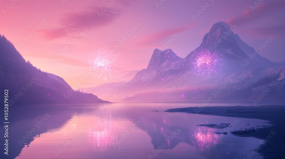 Tranquil Reflection Over Vibrant Coastal Bay Tranquil Reflection Over Vibrant Coastal Bay