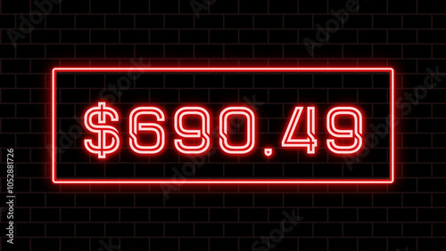 $690.49 のネオン文字