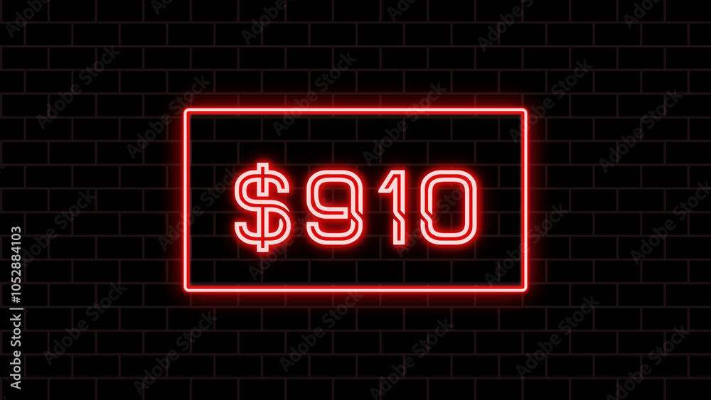 $910 のネオン文字 $910 のネオン文字
