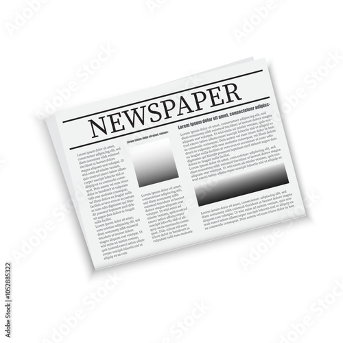 Newspaper front page. Press article vector. Headline layout illustration. Printed publication view.