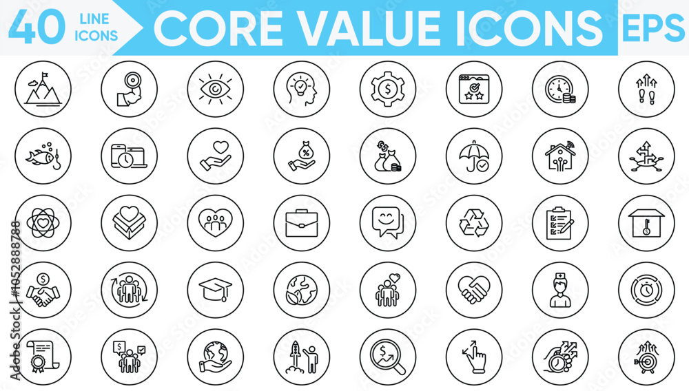 Core Value Line Icons Vector And Illustrator set Core Value Line Icons Vector And Illustrator set