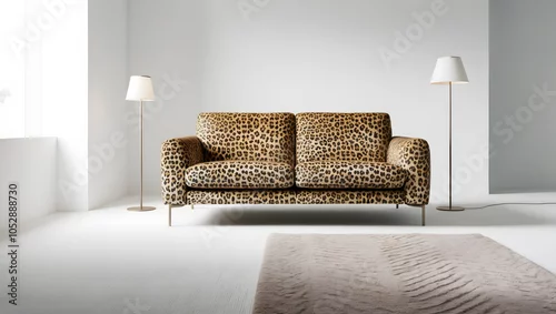 Obraz Leopard Print Sofa - Modern Minimalist Living Room Furniture