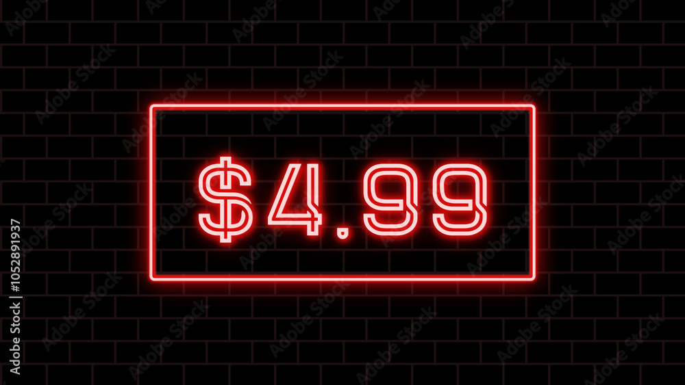 $4.99 のネオン文字 $4.99 のネオン文字