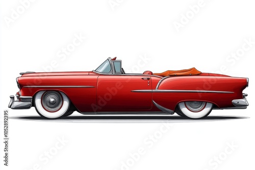 Classic Red Convertible Car Illustration
