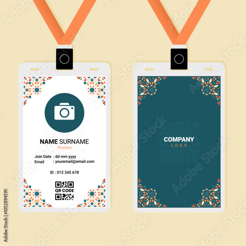 Islamic Geometric ID Card Design on Pastel Theme