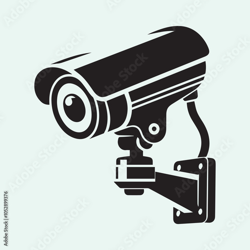 cctv camera silhouette vector icon, cctv camera vector illustration black and white