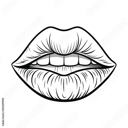  lips silhouette vector icon with Transparent Background Clipart.