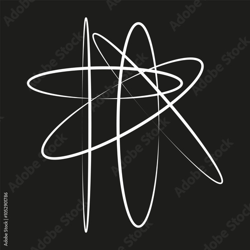 Geometric shapes of intersecting ellipses on a black background. Suitable for modern design.