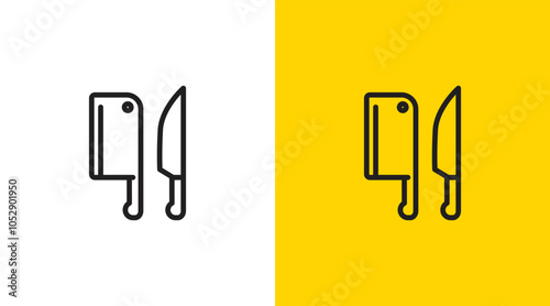 Knife logo icon design template. simple kitchen appliances restaurant catering set icon design